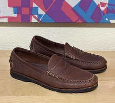 Allen Edmonds Duke Pebbled Brown Leather Penny Loafer Shoes Vibram Men Size 11 D