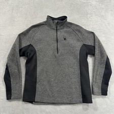 Spyder Sweatshirt Pullover 1/4 Zip Men Large Black Gray Active Fleece