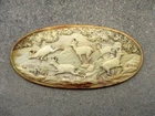 Beautiful 19th or early 20th century bone plate very finely carved chamois hunting.