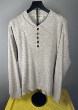 Vintage Made In USA Eddie Bauer Chunky Knit Cotton Henley Sweater Mens Large