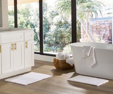 17x24 in/20x30 in White Cut  Loop Reversible 2Pc Bath Rug Set