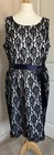Jacques Vert Lace Overlay Shift Dress Navy Blue Size 20 Mother Bride Wedding