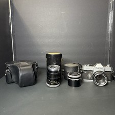 Canon FTb QL 35mm SLR Film Camera Silver FD f/1.8 Lens 2 Lenses  Case