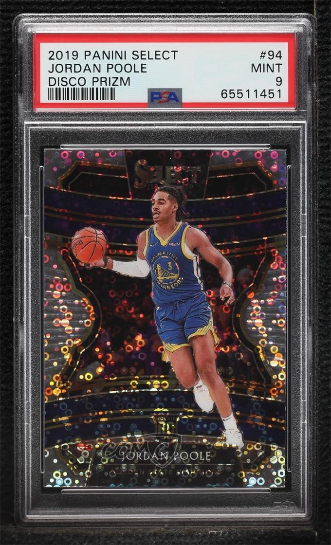 2019 Panini Select Concourse Hybrid Disco Prizm Jordan Poole #94 PSA 9 MINT 2l4