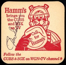 Ron Santo Beckett BAS Coa Signed Hamm's Cubs Coaster Autograph