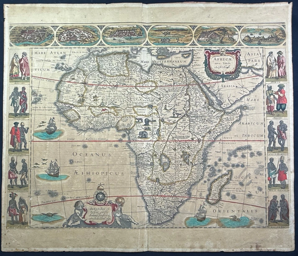 Africae nova Tabula, HONDIUS JODOCUS 1650 Alt Koloriert RARRR - Bild 2 von 4