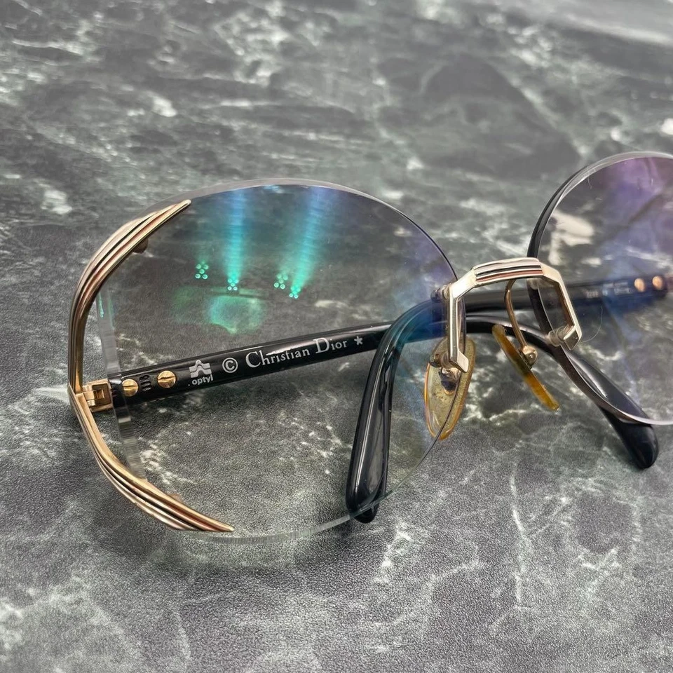 Vintage Christian Dior Sunglasses Model 2289-49 Gold Black Frame Stylish - Image 3 of 4