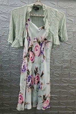 New Studio Connection Floral Chiffon Dress & Lace Shrug Set Multicolor Size 12