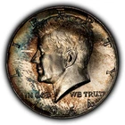 1964 50c Kennedy Half Dollar - PQ Rainbow Crescent Toning - BU - SKU-H3636