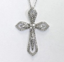 2 Ct Round Cut White Moissanite Women's Cross Pendant 14K White Gold Plated