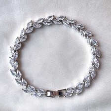 Zevmi Round Cubic Zirconia Tennis Bracelets for Women White Gold Plated New