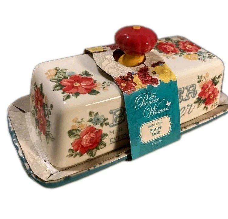 The Pioneer Woman Covered - Butter Dish Vintage Floral New In Original Package