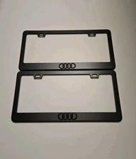 2 pcs Black License Plate Frame for 3D -Audi- Rings Logo