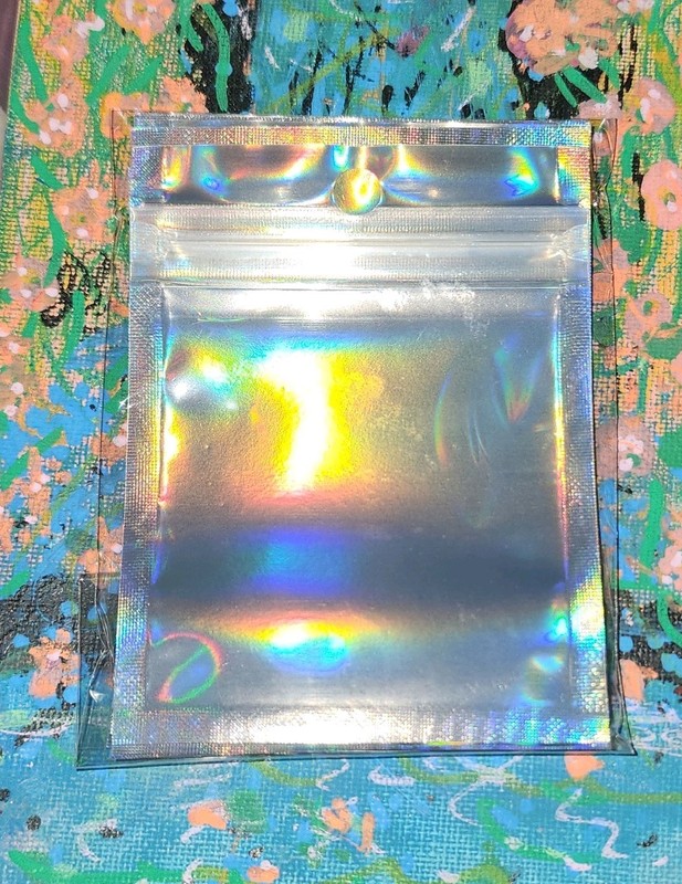 Rainbow Silver Holographic Gift / Storage / display Bags Pack of 10 zip sealing