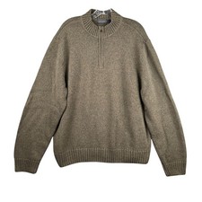 Saddlebred Mens Large Olive Green 1/4 Quarter Zip Pullover Knit Sweater