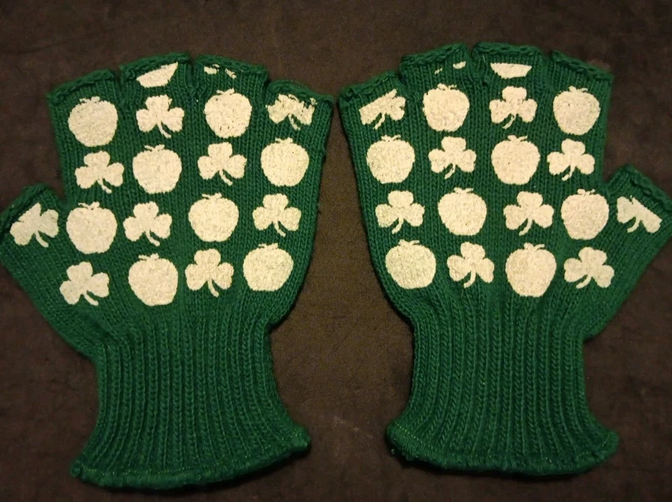 Unisex S/M Crown Royal Regal Apple Collectors Green Fingerless Gloves Foto 3 de 4