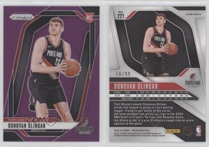 2024-25 Panini Prizm Purple Prizm /99 Donovan Clingan #221 Rookie RC