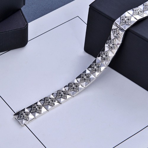 Echt S925 Sterlingsilber Kette 11 mm Vajra Quadrat Gliederarmband 92-93 g 7,9 Zoll - Bild 5 von 6