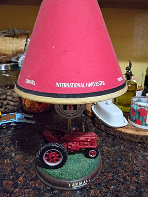 International Harvester Farmall Tractor Table Lamp Collectible Red