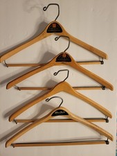 Vintage Wishbone Wooden Suit Hangers Curved Dovetail Pant Bar USA - Lot Of 4