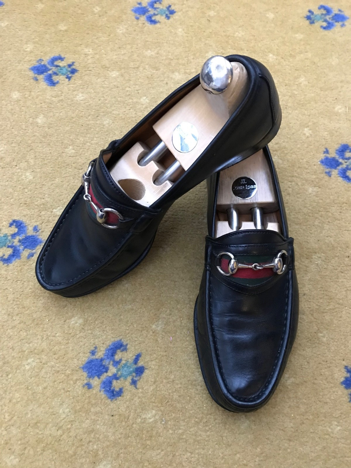 Gucci Loafers Leather Shoes Horsebit Black Web Green Red Mens US 8 UK 7.5 41.5 thumbnail 3