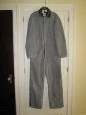 Vtg WALLS Zero Zone Gray Insulated Duck Canvas Long Sleeve Work Coveralls Sz L