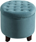 Home Decor | Upholstered round Velvet Tufted Foot Rest Ottoman | Ottoman with St