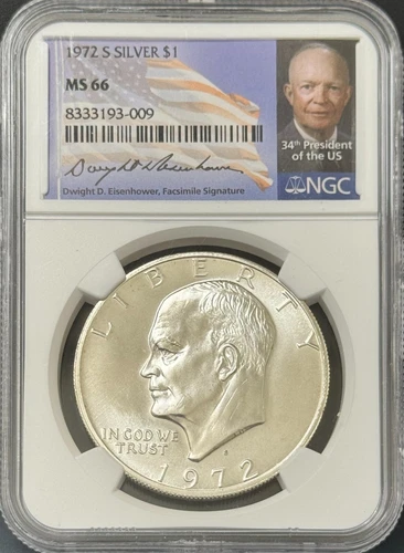 1972-S  $1 EISENHOWER IKE SILVER DOLLAR SAN FRANCISCO MINT  NGC MS66