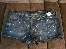 NEW WITH TAGS City Streets Pink White Paint Splatter Denim Shorts 13