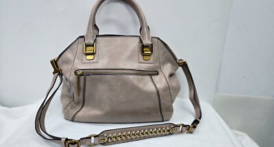 Elliott Lucca Leather Handbag Purse Taupe Crossbody Bag
