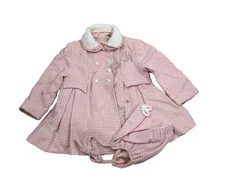 Vintage Baby Toddler Blue Swing Coat, Matching Bonnet, Pink, Kute Kiddies