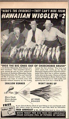 1951 Print Ad Hawaiian Wiggler #2 Fishing Lures Okeechobee Lake,Fl Bass