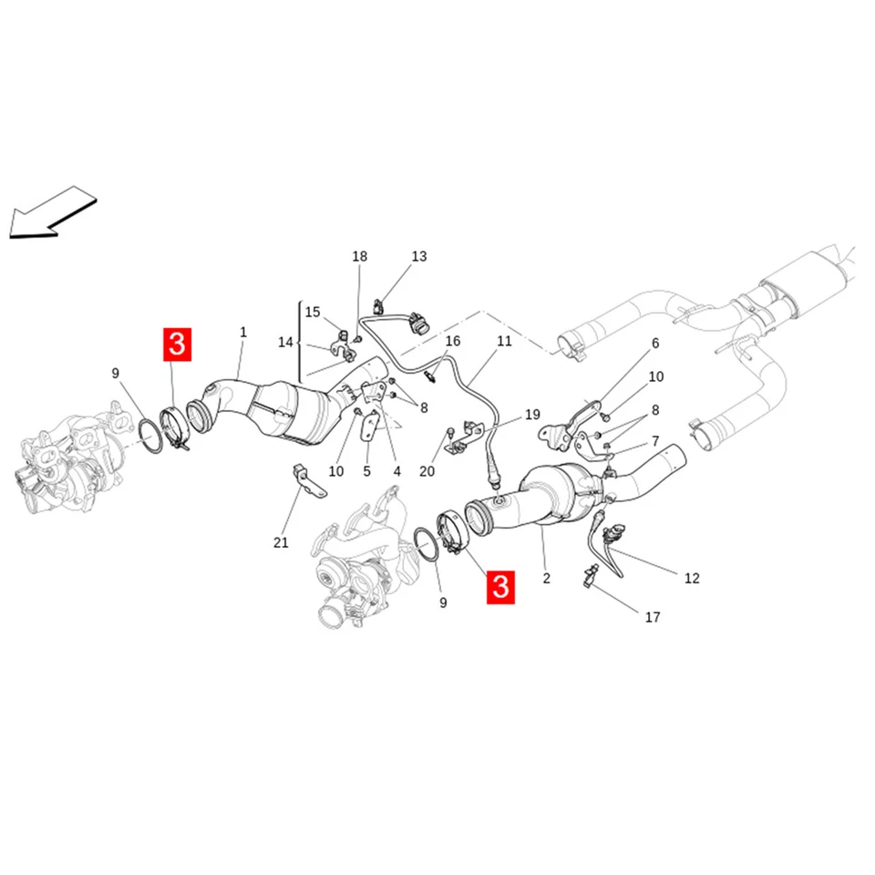 Collar de tornillo convertidor catalizador de tres vías para Maserati Quattroporte 2014-2021 Foto 2 de 4