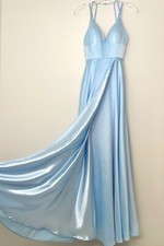 PromGirl Light Blue Prom Dress Woman Formal Full length A-Line Sleeveless Solid