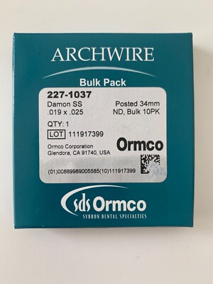 Archwire Bulk Pack 019x025 Damon SS Posted 34mm