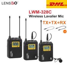 LENSGO LWM-328C Wireless Lavalier Microphone System for Smartphone Camera  Gift