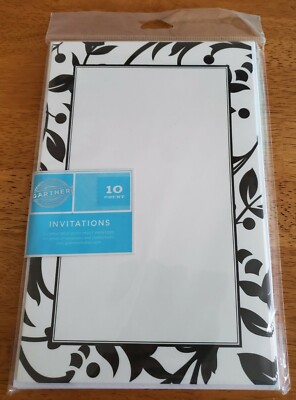 Gartner 10 count DIY Card invites - Black and White Vines - Printable Menu
