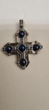 Pierre Lang Anhänger - Kreuz mit dunkelblauen Kugeln - Neuwertig - rutheniert