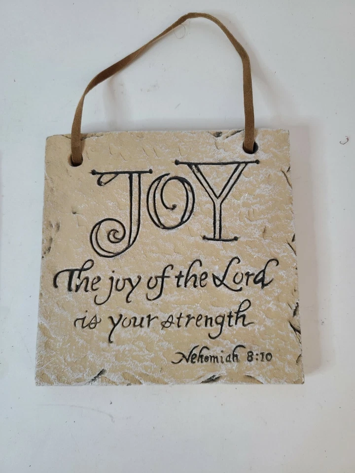 Vintage Religious Inspiration Stone Wall Plaques Sign Joy and Peace Set Of Two - Image 3 of 4