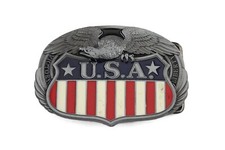 Vintage American Eagle Victory Liberty USA Flag Patriotic Belt Buckle