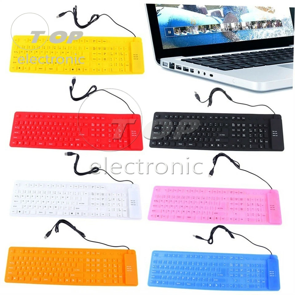 Portable 85Key Keyboard Silicone Waterproof Soft Flexible Foldable for Laptop PC - Image 4 of 4
