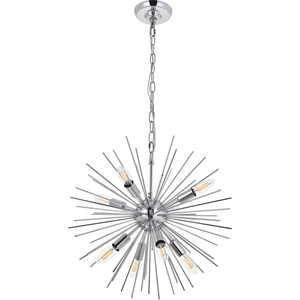 Lámpara de araña Sputnik 8 lámpara cromada cocina comedor dormitorio vestíbulo 20" Foto 4 de 4