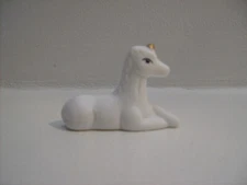 Unicorn Hand Painted White Bisque with Golden Horn Porcelain Figurine Collectibl