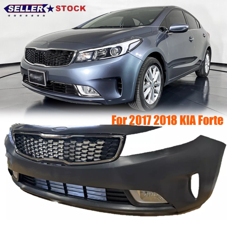 NEW Front Bumper Cover Grille Kit w/ Fog Lights For 2017 2018 Kia Forte USA - Imagem 2 de 4