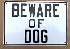 Embossed Metal BEWARE OF DOG Sign 7"x10" Aluminum