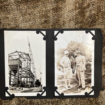 Antique 1920s Photo Flapper Girl With Dapper Man Model T Railroad Cranes