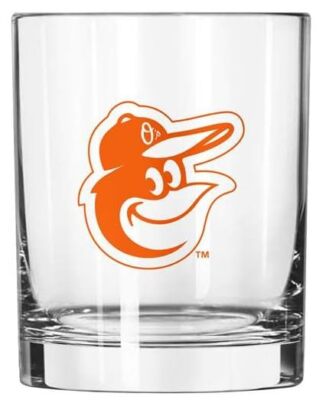 Rocks Glass for Whiskey, Old Fashioned, Scotch 14oz (Baltimore Orioles)