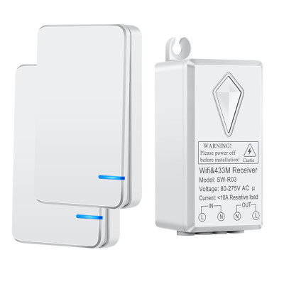 Wireless Light Switch Receiver Kit Dual Control Push-Button Waterproof 1640ft CE