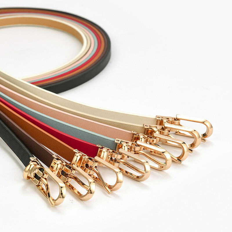 Women PU Leather Thin Belt Adjustable Skinny Waistbands  display picture 2