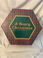 Vintage A Beary Christmas Ornaments Balls Set of 12 in Original Box Complete